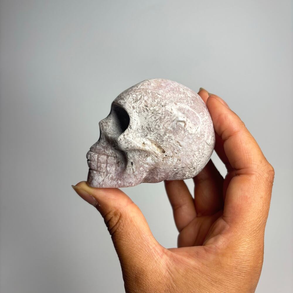 Natural Pink Amethyst Crystal Skull Carving